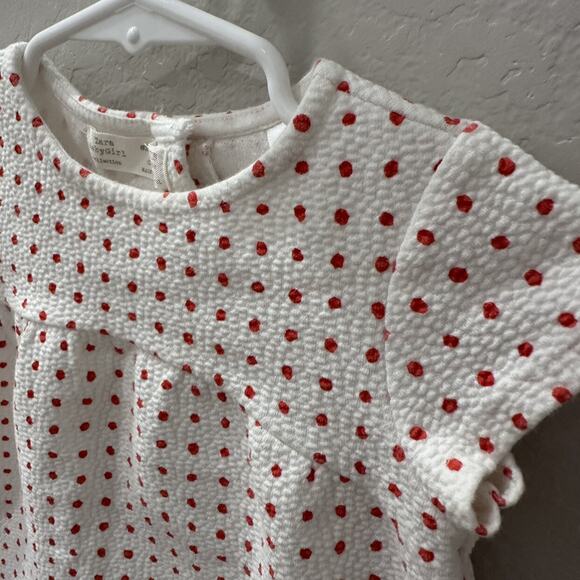 Zara White & Red Polka Dot Short Sleeve Dress - Picture 2 of 7